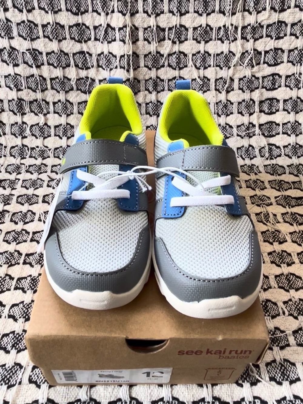 See Kai Run Gray, Blue & Neon Yellow Kids Sneakers